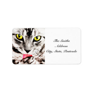 Heftiges Tabby-Katzen-Adressen-Etikett Adressaufkleber