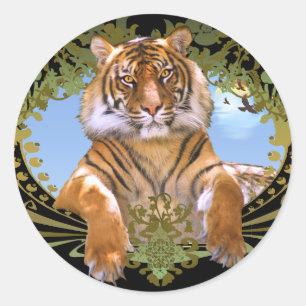 Heftiges Tiger-Wappen gefährdet Runder Aufkleber