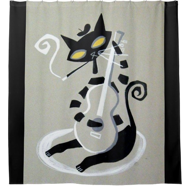 Heftkatze Duschvorhang (Vorderseite)