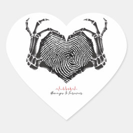 Heftpflaster mit Skeleton Hand und Fingerabdruck Herz-Aufkleber