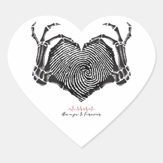 Heftpflaster mit Skeleton Hand und Fingerabdruck Herz-Aufkleber