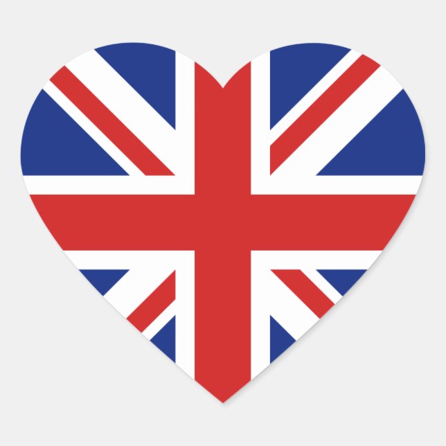 Heftsticker für die britische Flagge Herz-Aufkleber (Vorderseite)