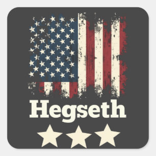 Hegseth Trump Administration American Flag Quadratischer Aufkleber