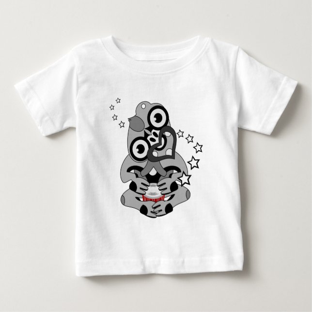 Hei Tiki New Zealand Drum Maori Design Baby T-shirt (Vorderseite)