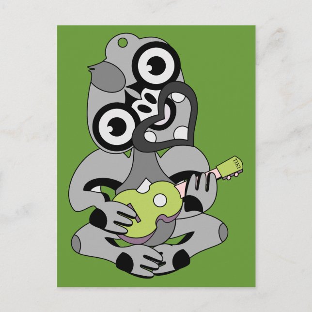 Hei Tiki Ukulele Aotearoa Postcard Postkarte (Vorderseite)