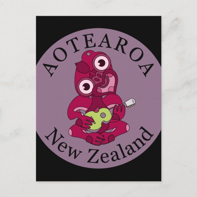 Hei Tiki Ukulele Aotearoa Postcard Postkarte (Vorderseite)