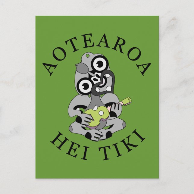 Hei Tiki Ukulele Aotearoa Postcard Postkarte (Vorderseite)