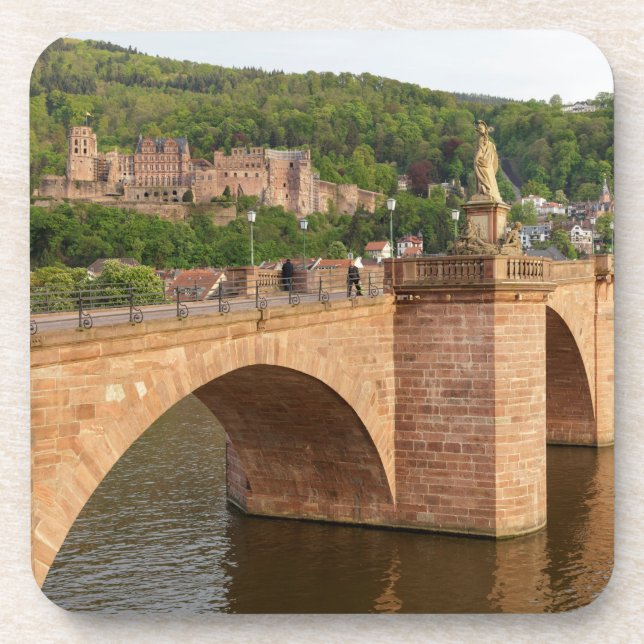 Heidelberg-Ansicht über den Neckar Getränkeuntersetzer (Vorderseite)