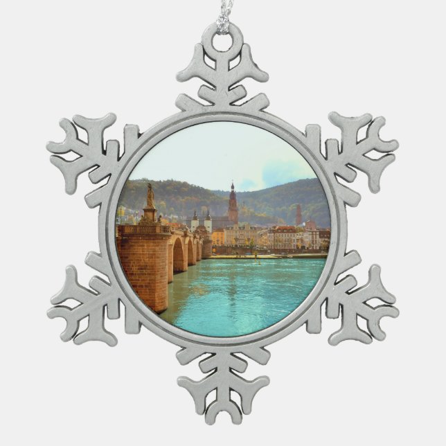 Heidelberg, Deutschland Schneeflocken Zinn-Ornament (Vorderseite)