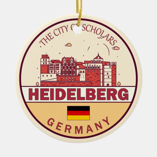 Heidelberg Deutschland Skyline Emblem Keramik Ornament (Vorne)