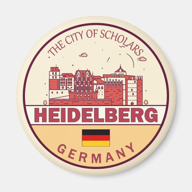 Heidelberg Deutschland Skyline Emblem Magnet (Vorne)