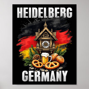 Heidelberg Deutschland Souvenir German Flag Travel Poster