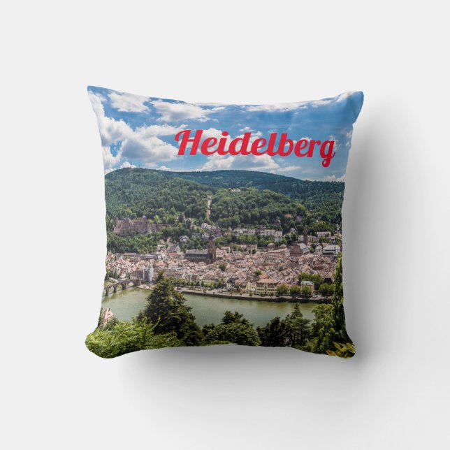 Heidelberg Neckar Panorama Deutschland Kissen (Vorderseite)