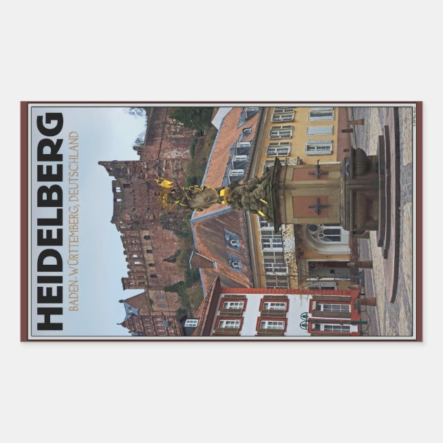 Heidelberg - Statue und Schloss Rechteckiger Aufkleber (Vorderseite)