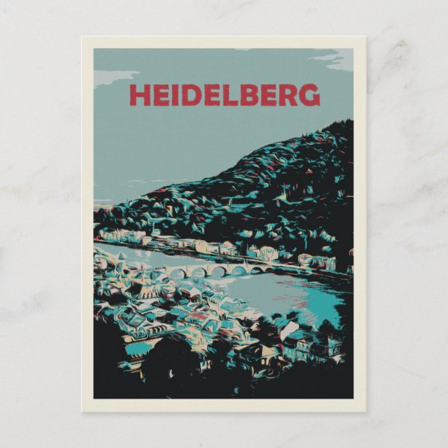 Heidelberg und Neckar Fluss Deutschland Romantisch Postkarte (Vorderseite)