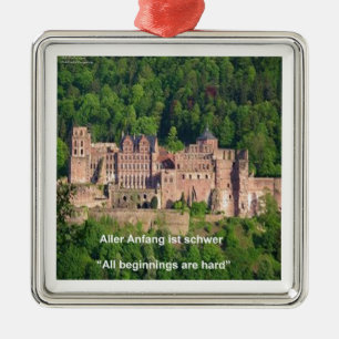 Heidelberger Schloss In Deutscher & Deutscher Spru Silbernes Ornament