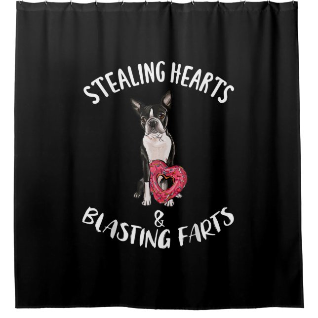 Heidenrauschen von Furzen Boston Terrier Duschvorhang (Vorderseite)