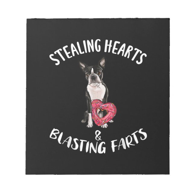 Heidenrauschen von Furzen Boston Terrier Notizblock (Vorderseite)