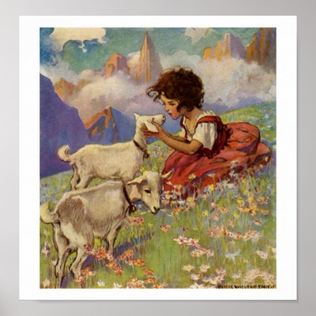 "Heidi and Her Goats" - drucken Poster (Vorne)