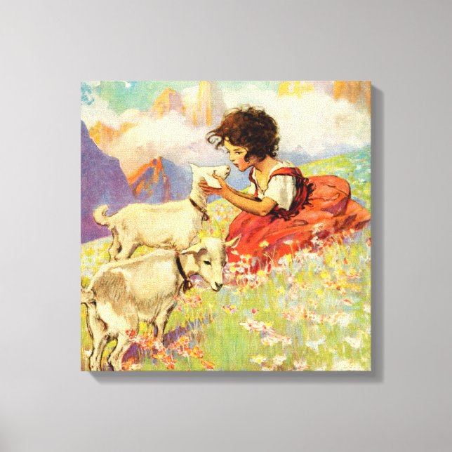 "Heidi and Her Goats" von Jessie Willcox Smith Leinwanddruck (Vorderseite)