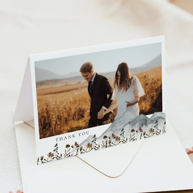 HEIDI Boho Mountain Floral Carte de remerciements  (Créateur téléchargé)