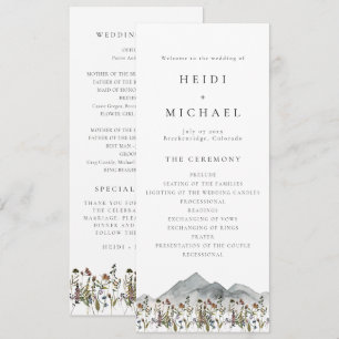 HEIDI Boho Wildflower Lange Hochzeitsprogrammkarte Einladung