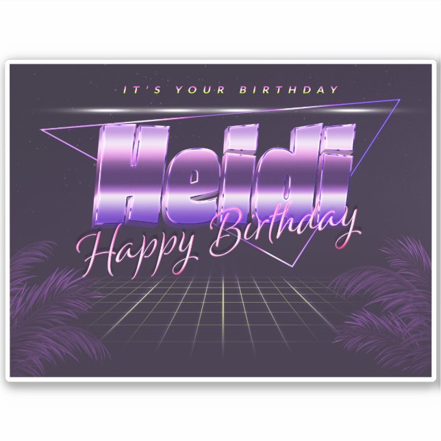 Heidi Name Vorname lila retro Sticker Geburtstag (Vorderseite)
