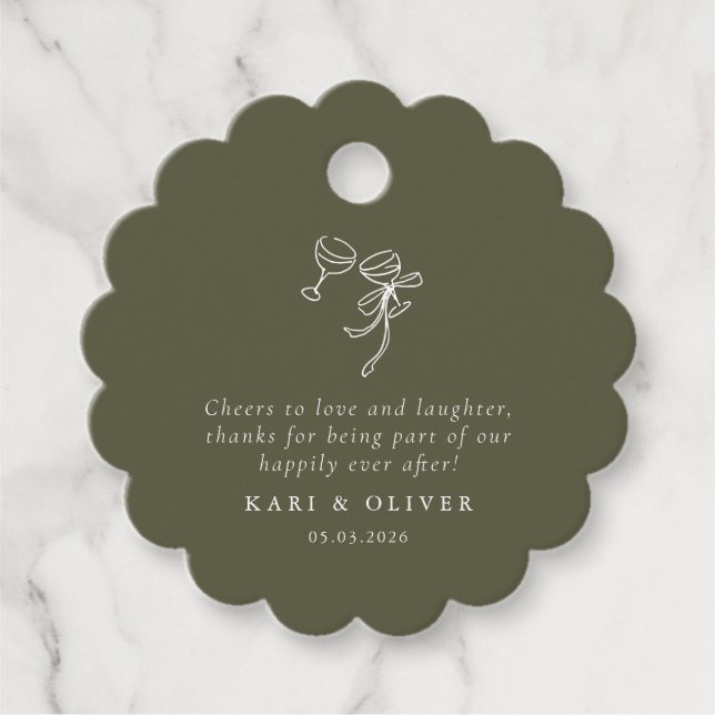HEIDI Olive Green Wedding Geschenkanhänger (Vorderseite)