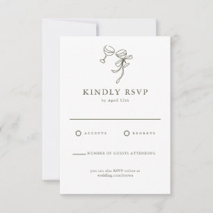 HEIDI Olive Green Wedding RSVP Card Karte
