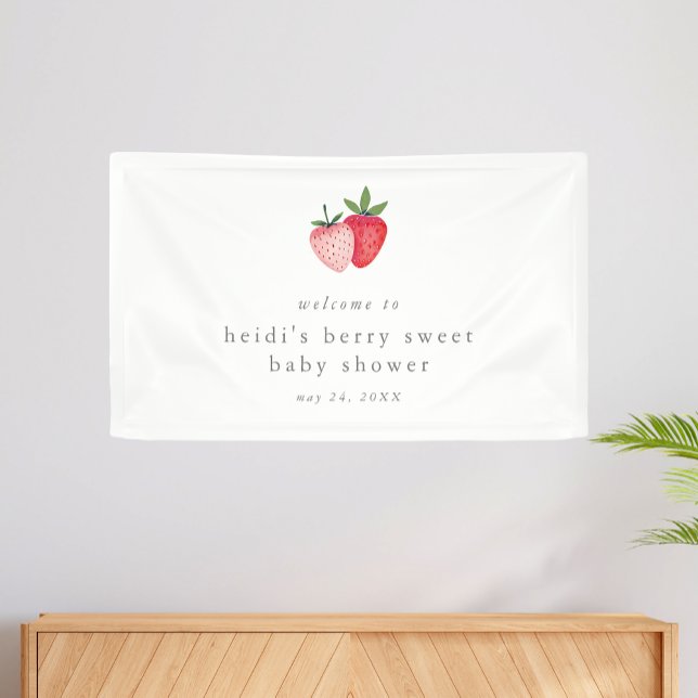 HEIDI Pink Berry Sweet Strawberry Girl Babydusche Banner (HEIDI Pink Berry Sweet Strawberry Girl Baby Shower Banner)