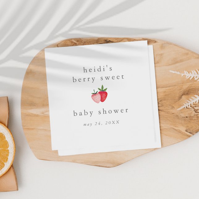 HEIDI Pink Berry Sweet Strawberry Girl Babydusche Serviette (HEIDI Pink Berry Sweet Strawberry Girl Baby Shower Napkins)