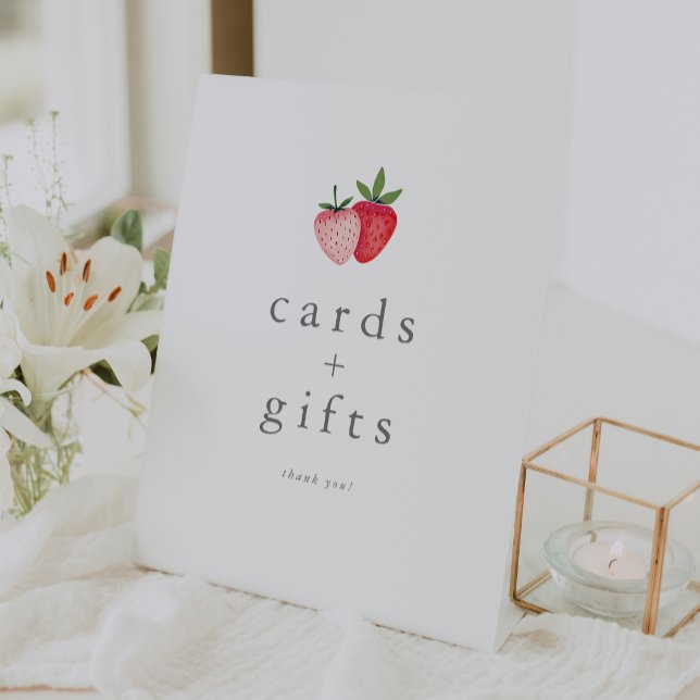 HEIDI Pink Strawberry Girl Babyduschkarten Geschen Sockelschild (HEIDI Pink Strawberry Girl Baby Shower Cards Gifts Pedestal Sign)