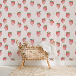 HEIDI Pink Strawberry Pattern Baby Girl Kinderzimm Tapete