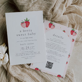HEIDI QR Berry Sweet Strawberry Girl Baby Shower Einladung