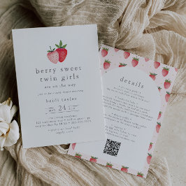 HEIDI Strawberry Berry Sweet Twin Girl Baby Shower Einladung