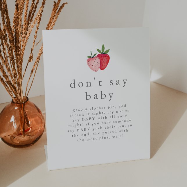 HEIDI Strawberry Say Baby Shower nicht Sockelschild (HEIDI Strawberry Don't Say Baby Game Baby Shower Pedestal Sign)