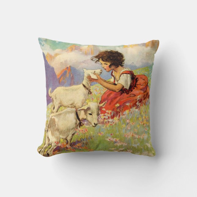 "Heidi und ihre Ziegen" durch Jessie Willcox Smith Kissen (Vorderseite)