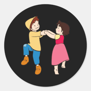 Heidi und Peter Dancing Cartoon TV Serie Runder Aufkleber