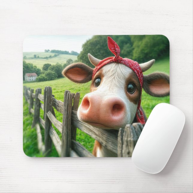 Heifer Cow mit einem Kerchef Mousepad (Mit Mouse)