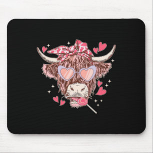 Heifer Cow Western Sungles Funny Heft Happy Vlent Mousepad