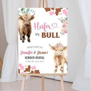 Heifer oder Bull Gender Reveal Welcome Board Poster