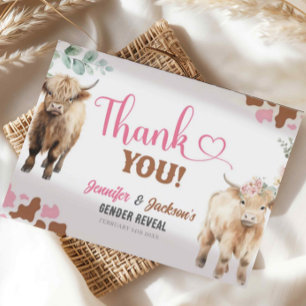Heifer ou Bull Cow Genre Révélation Merci Cartes