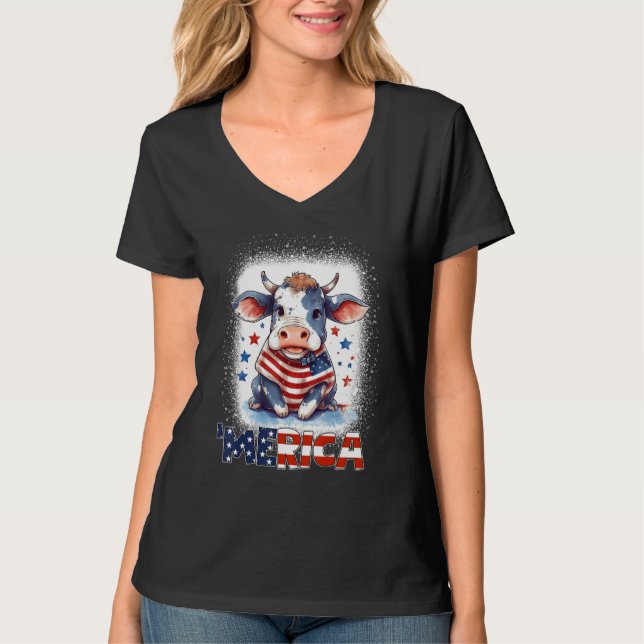 Heifer Patriotic Cow 4th of July Fireworks Moorica T-Shirt (Vorderseite)