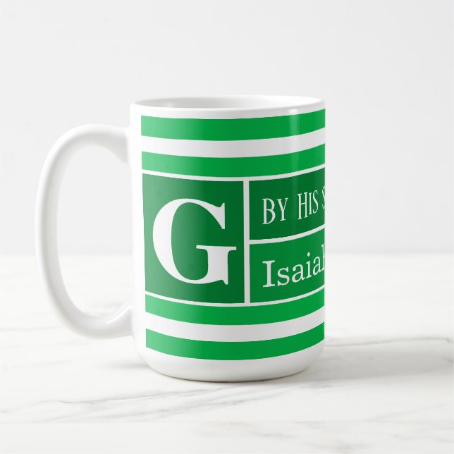 Heilbibel Verse Grünstreifen erste Kaffeetasse (Links)
