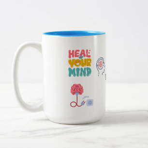 HEILE DEINEN GEIST WEISS BLAU KOMBI 15OZ SIPPE DES ZWEIFARBIGE TASSE