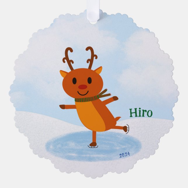 Heileis Skaten Rentierfest | Weihnachtsgeschenk Ornament Karte (Vorderseite)