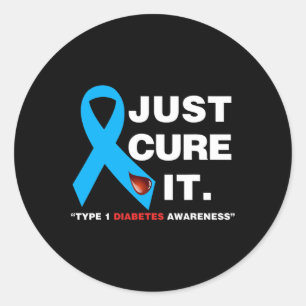 Heilen Sie einfach es Blue Ribbon Typ 1 Diabetes B Runder Aufkleber