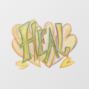 Heilen von Herz Word Art Inspiration Fensterklamme Fensteraufkleber