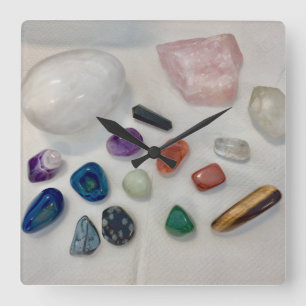 Heilende Kristalle Quadratische Wanduhr