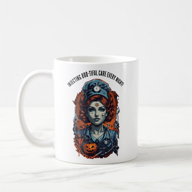 Heilende Pflege, heiße Halloween-Krankenschwester Kaffeetasse (Links)